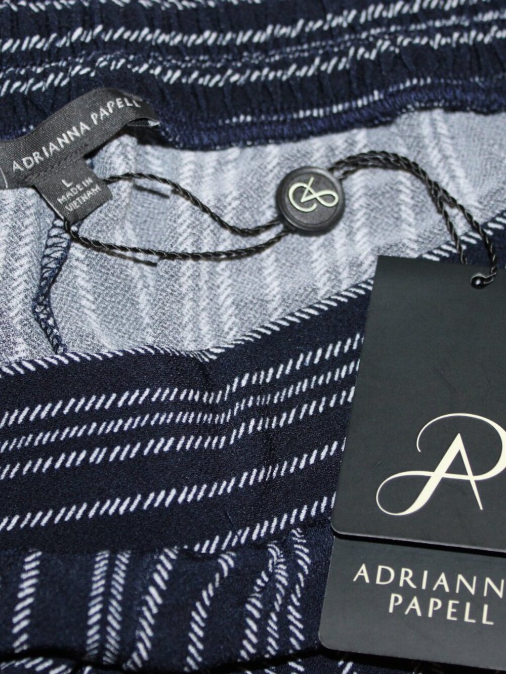 Adriana Women NWT $89 Relaxed Pants SZ L Casual Simmer Back Elastic Flat Front